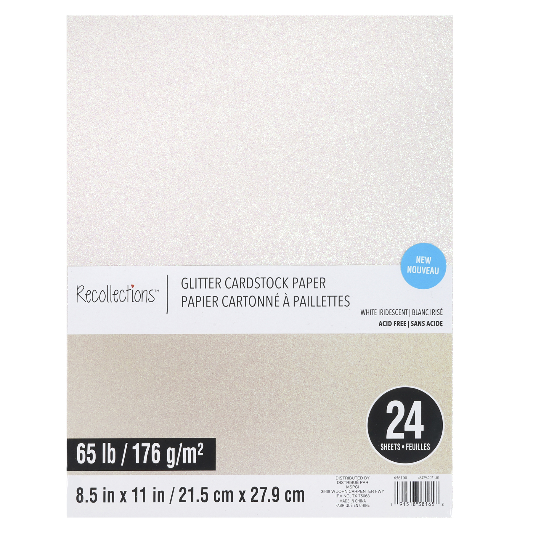 White Glitter Cardstock Paper by Recollections™, 8.5 x 11